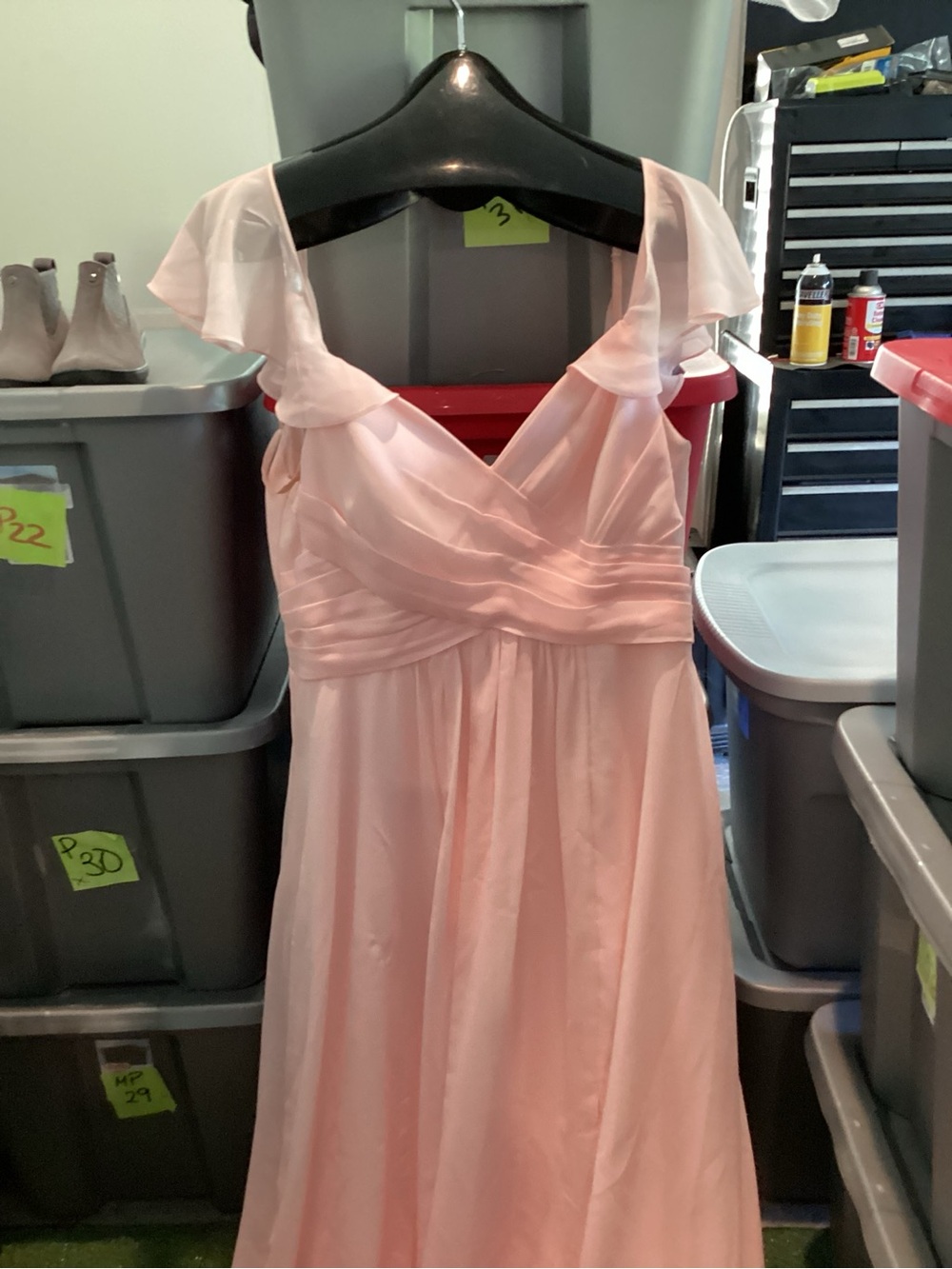 ' Pink Chiffon Ruffle Sleeve Dress - Picture 3 of 4